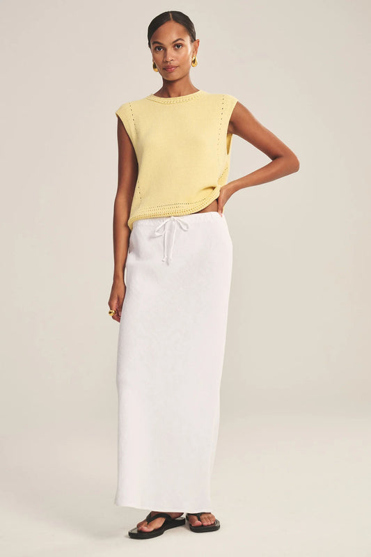 BEKA HEAVY LINEN SKIRT IN WHITE
