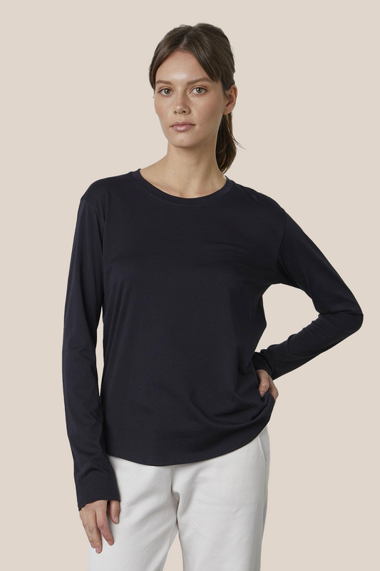 DANIELA WHISPER COTTON T-SHIRT IN BLACK