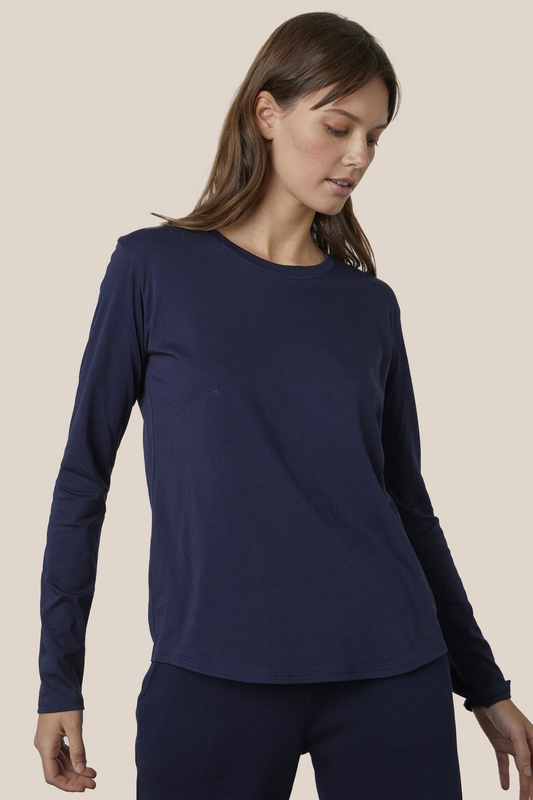 DANIELA WHISPER COTTON T-SHIRT IN NAVY