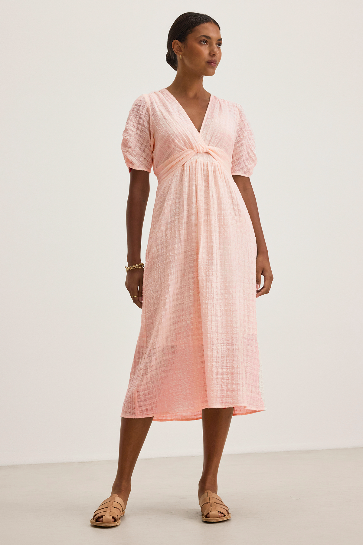 Eloise Textured Cotton Gauze Dress in Corset