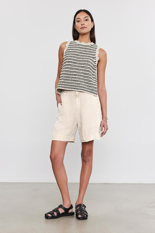 FRANCIS LINEN SHORT IN CHALK