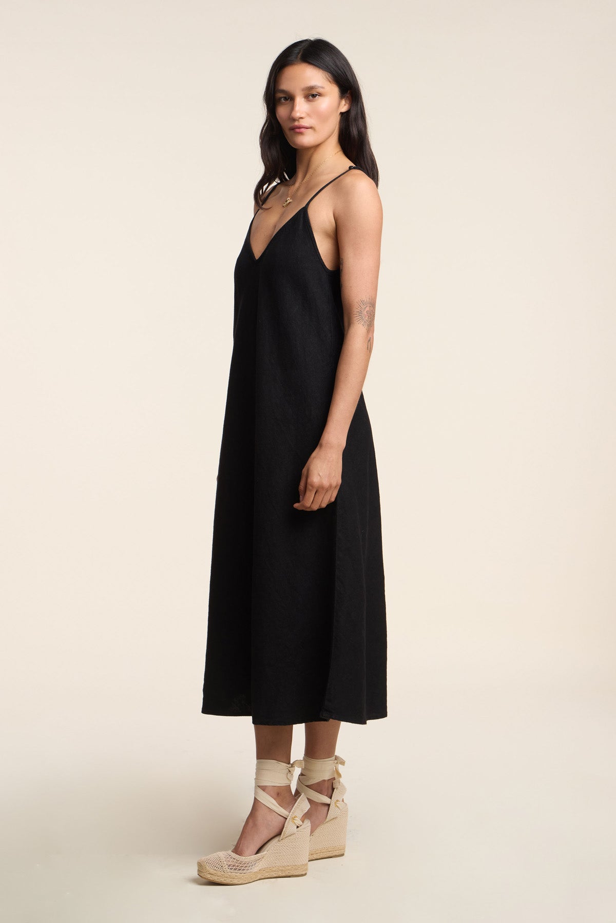 RETA LINEN DRESS IN BLACK