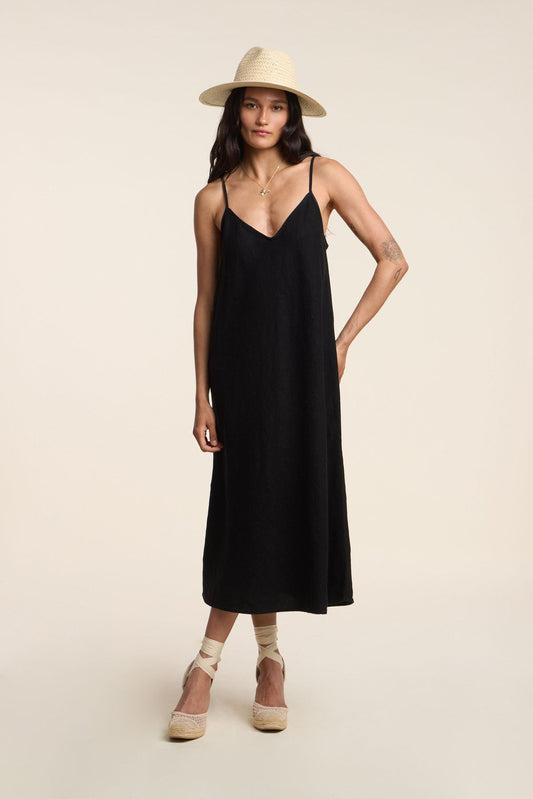 HOPE HEAVY LINEN DRESS IN BLACK