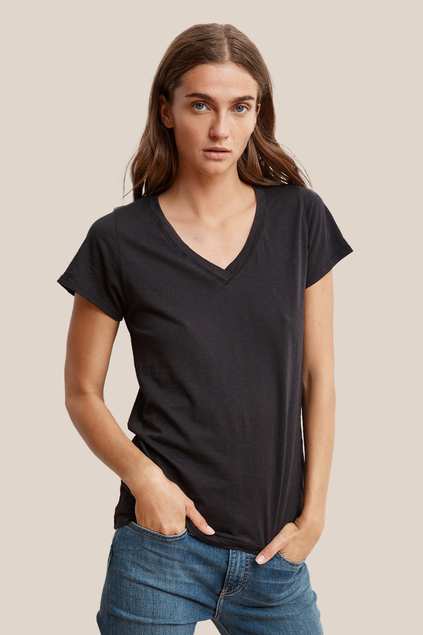 JILL COTTON SLUB T-SHIRT IN BLACK