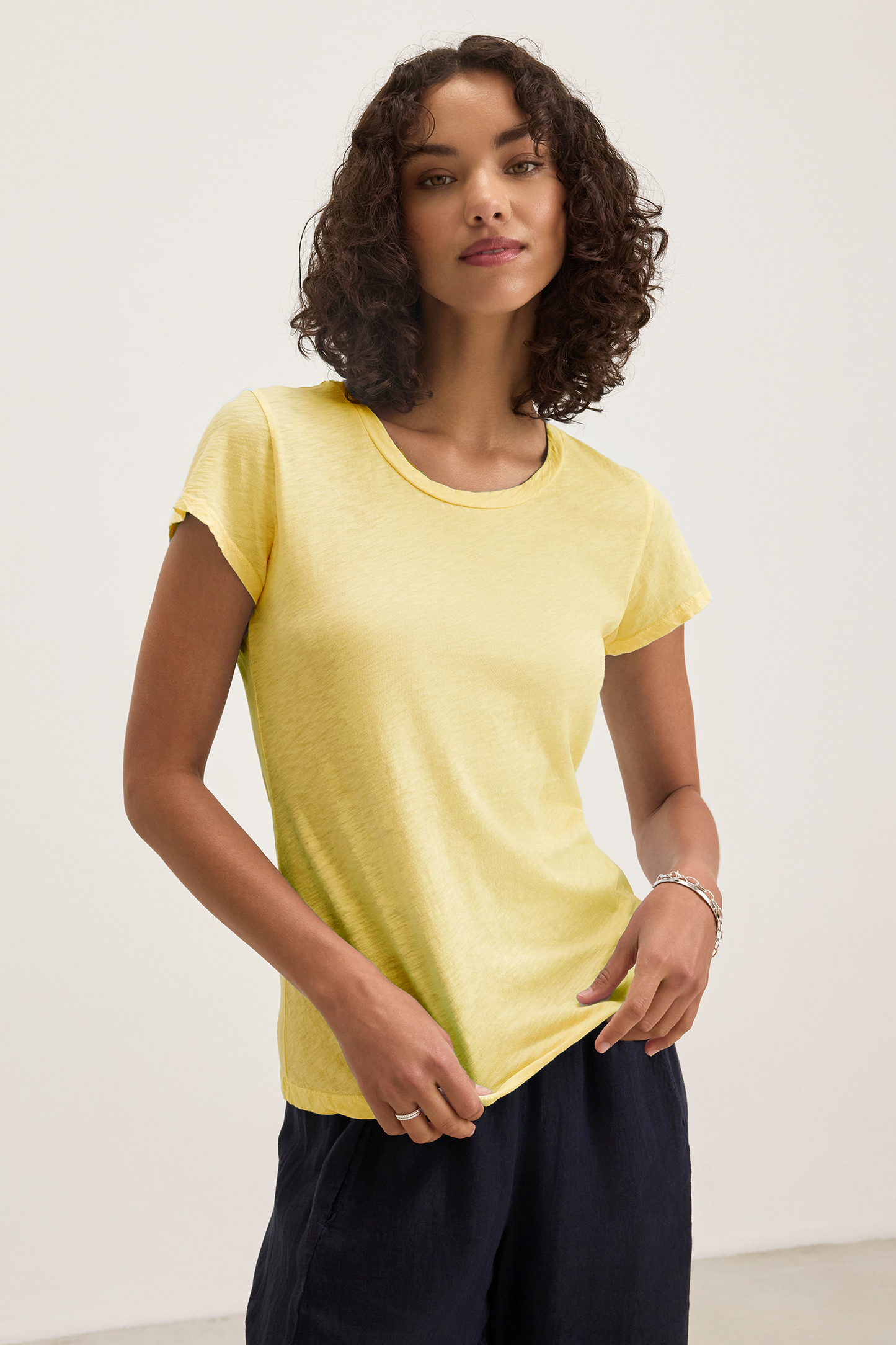 ODELIA COTTON CREW NECK T-SHIRT IN LEMONDROP