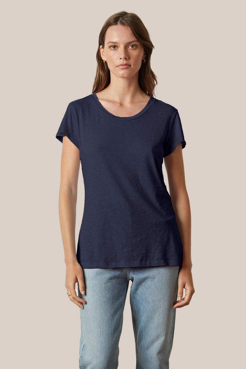 ODELIA COTTON CREW NECK T-SHIRT IN MARINE