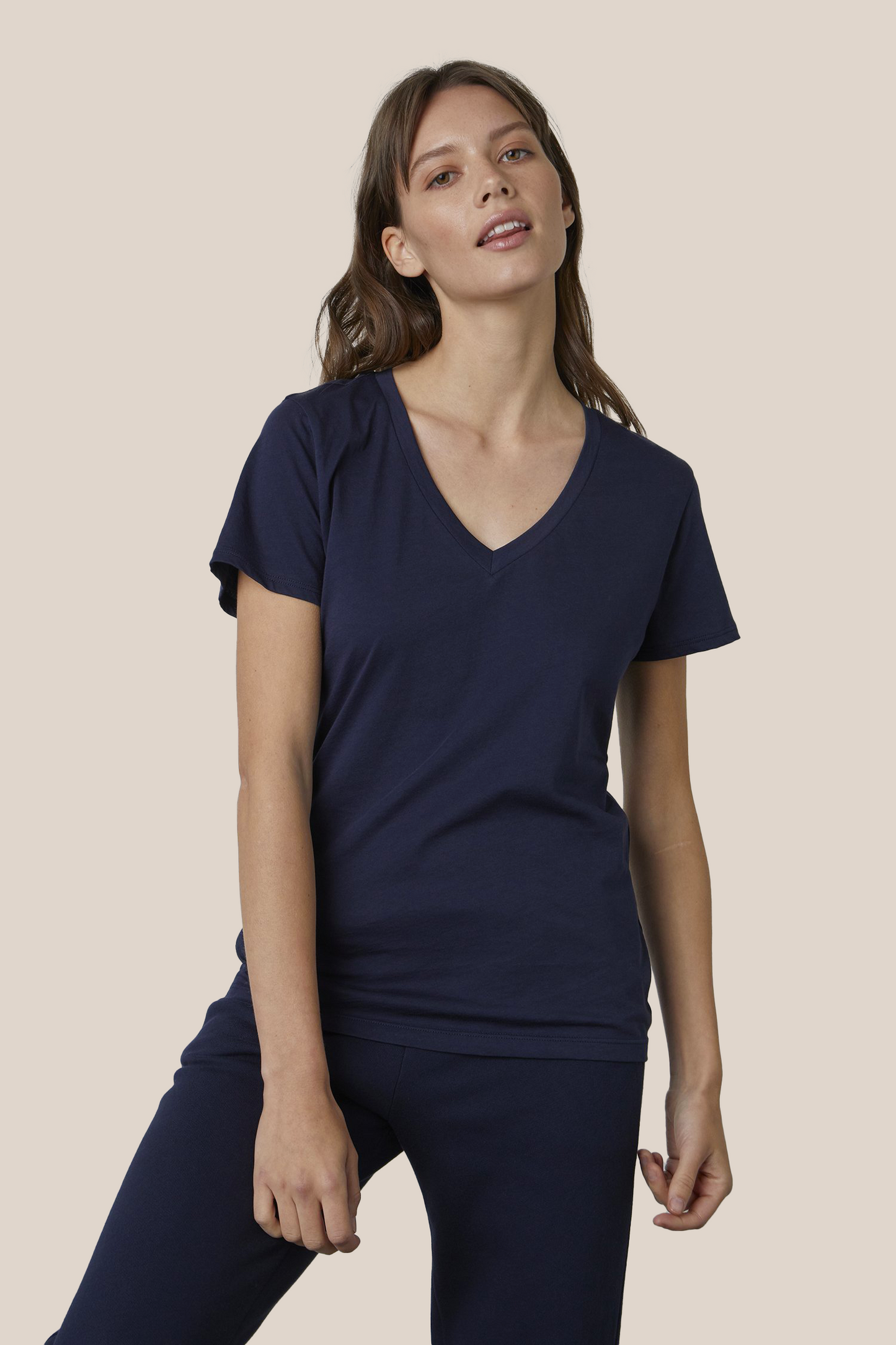 SUSAN WHISPER COTTON T-SHIRT IN NAVY