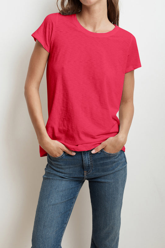 TRESSA COTTON SLUB T-SHIRT IN FLIRTY