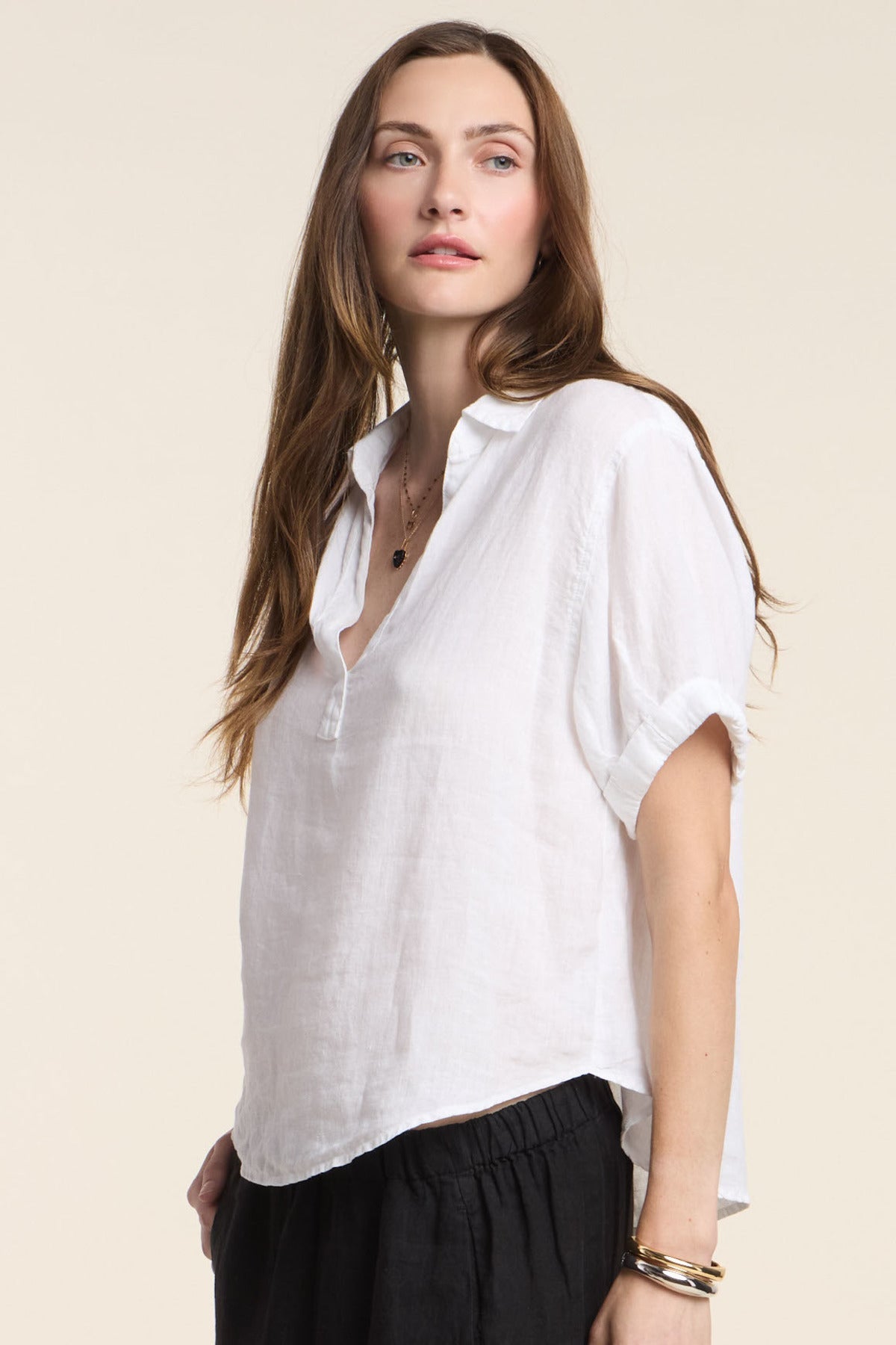 VIVICA LINEN TOP IN WHITE