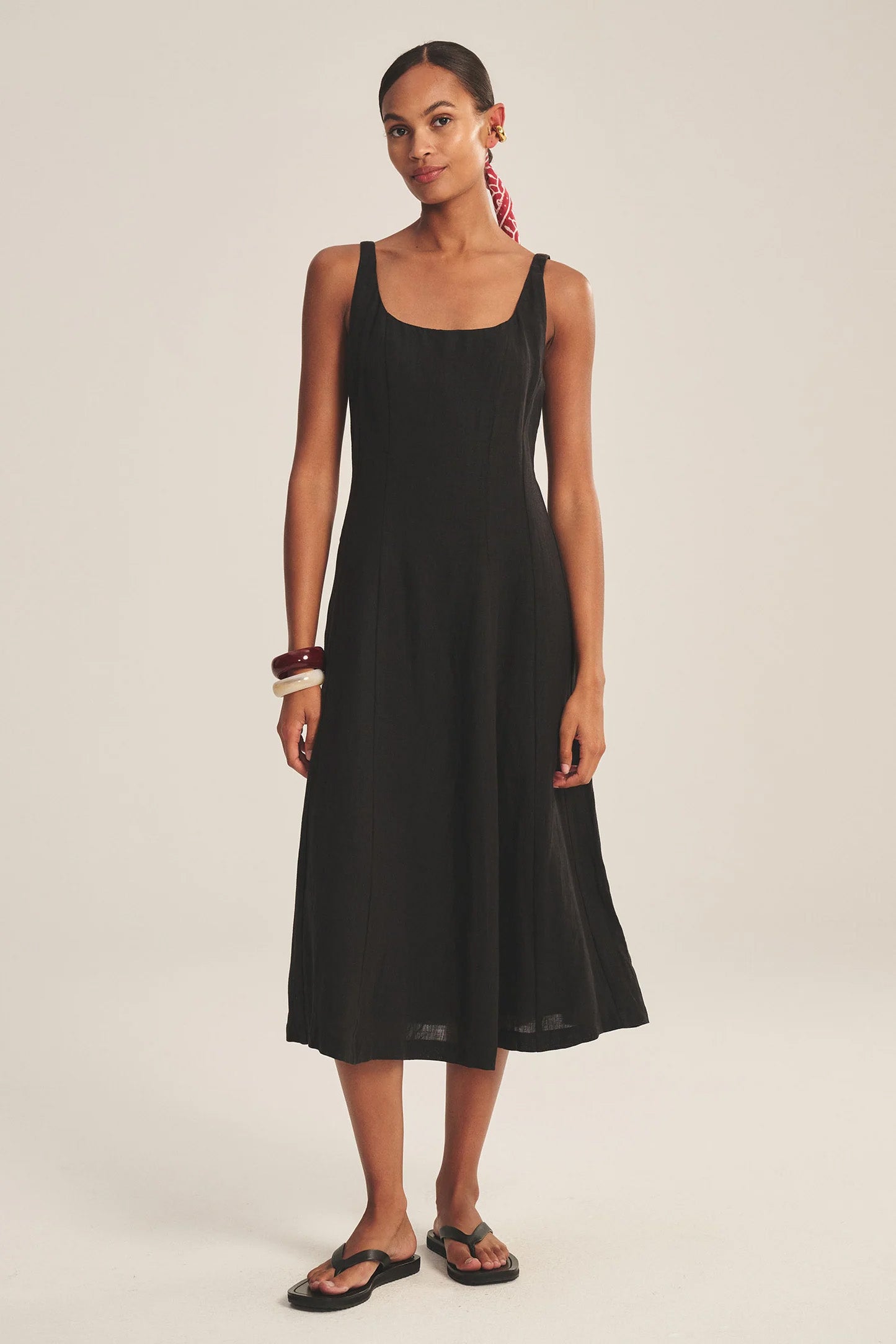 AUSTEN LINEN DRESS IN BLACK