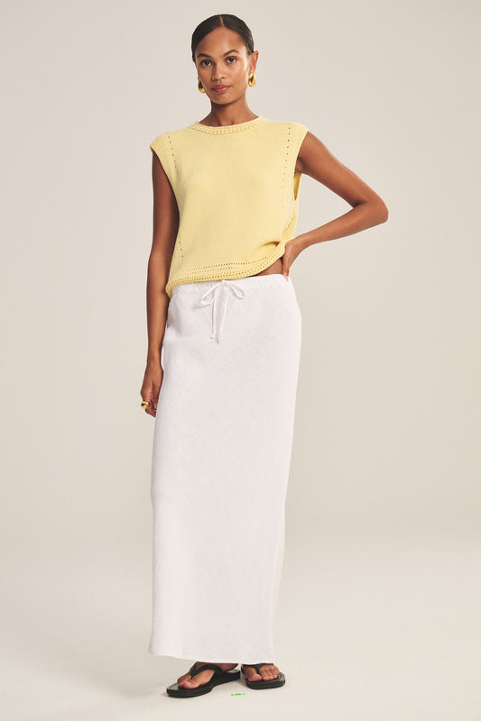BEKA HEAVY LINEN SKIRT IN WHITE