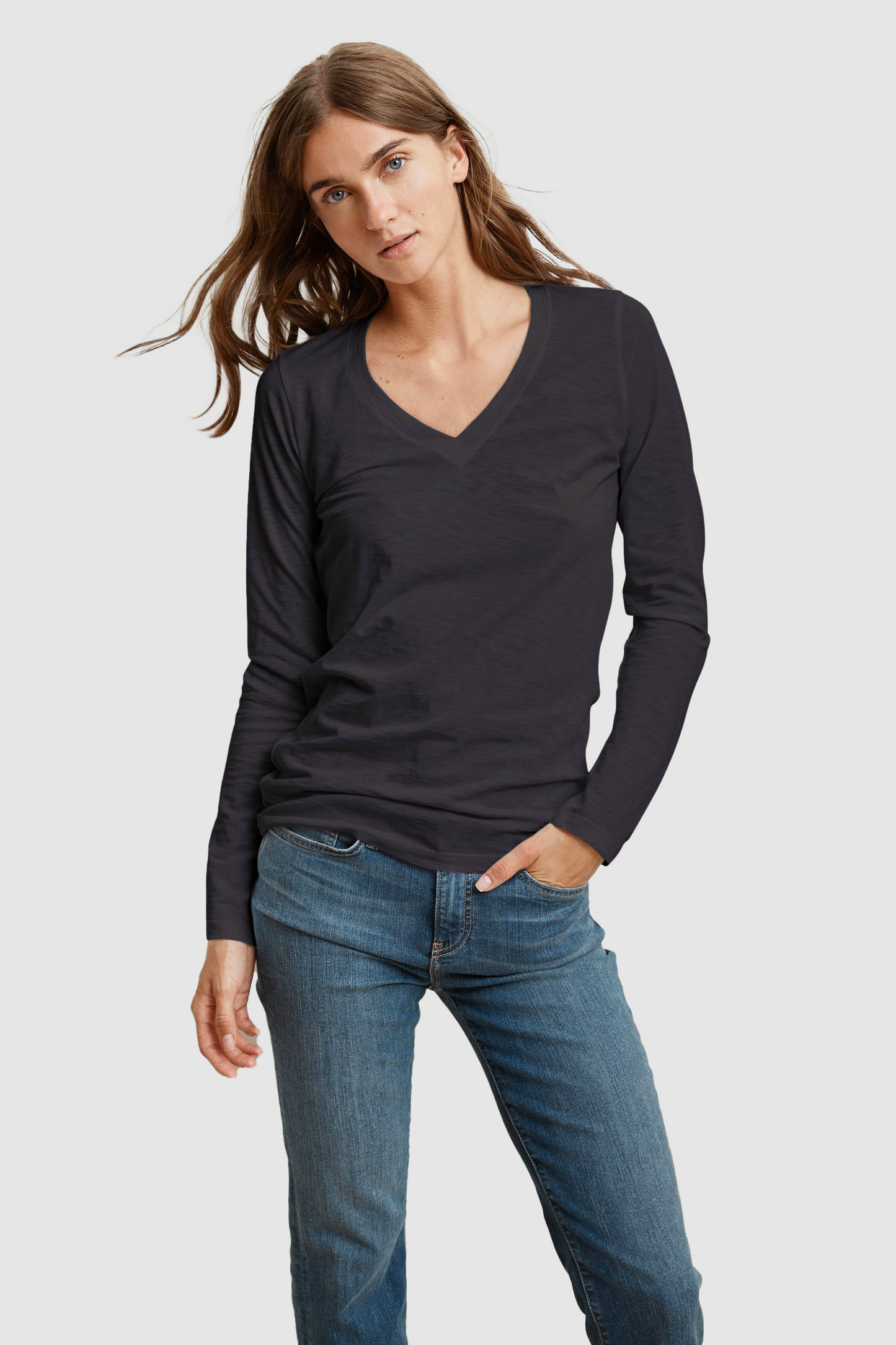 BRIDGET CITY COTTON SLUB T-SHIRT IN BLACK