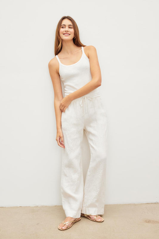 GWYNETH HEAVY LINEN PANT IN BISQUE