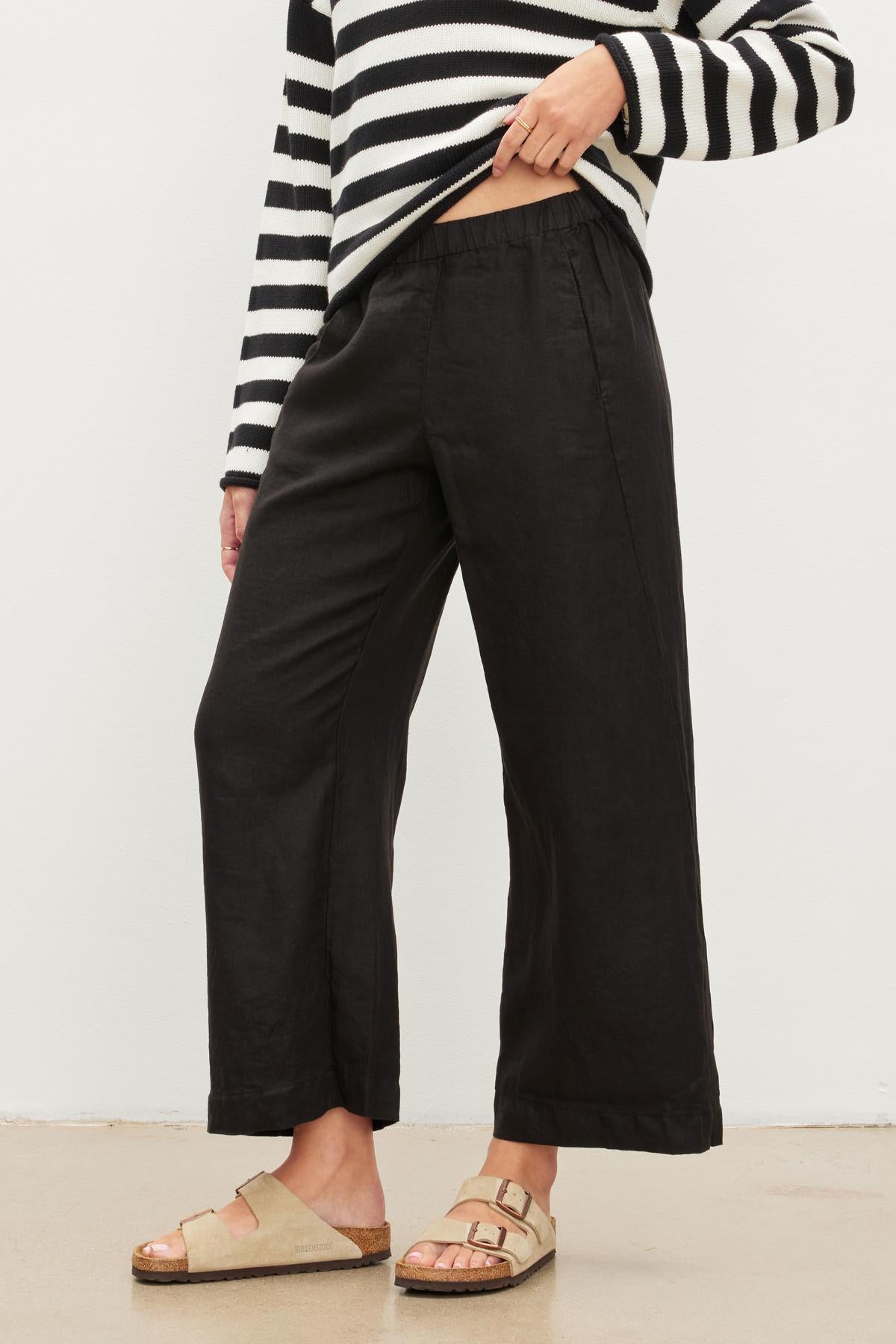 Lola Linen Trousers in Black – Velvet by Graham & Spencer