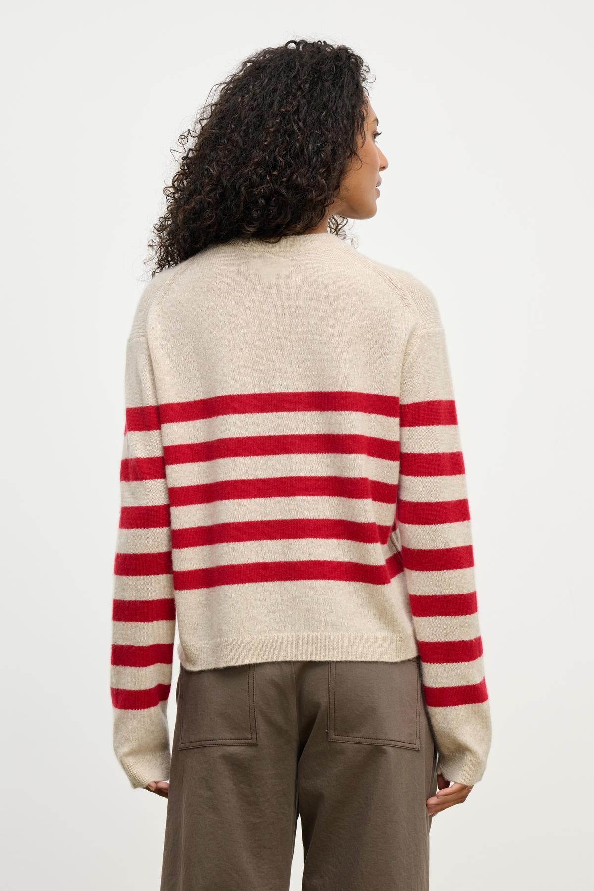 DIANA SWEATER IN OATMEAL/RED