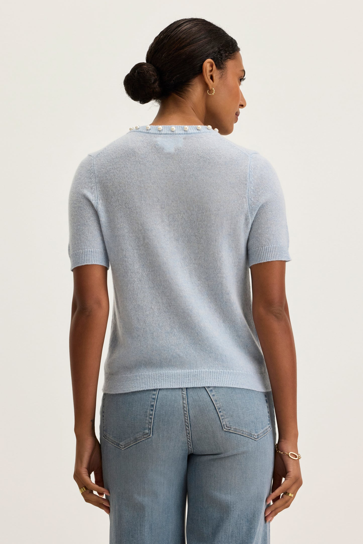 YARA CASHMERE EMBELLISHED SWEATER IN ICE