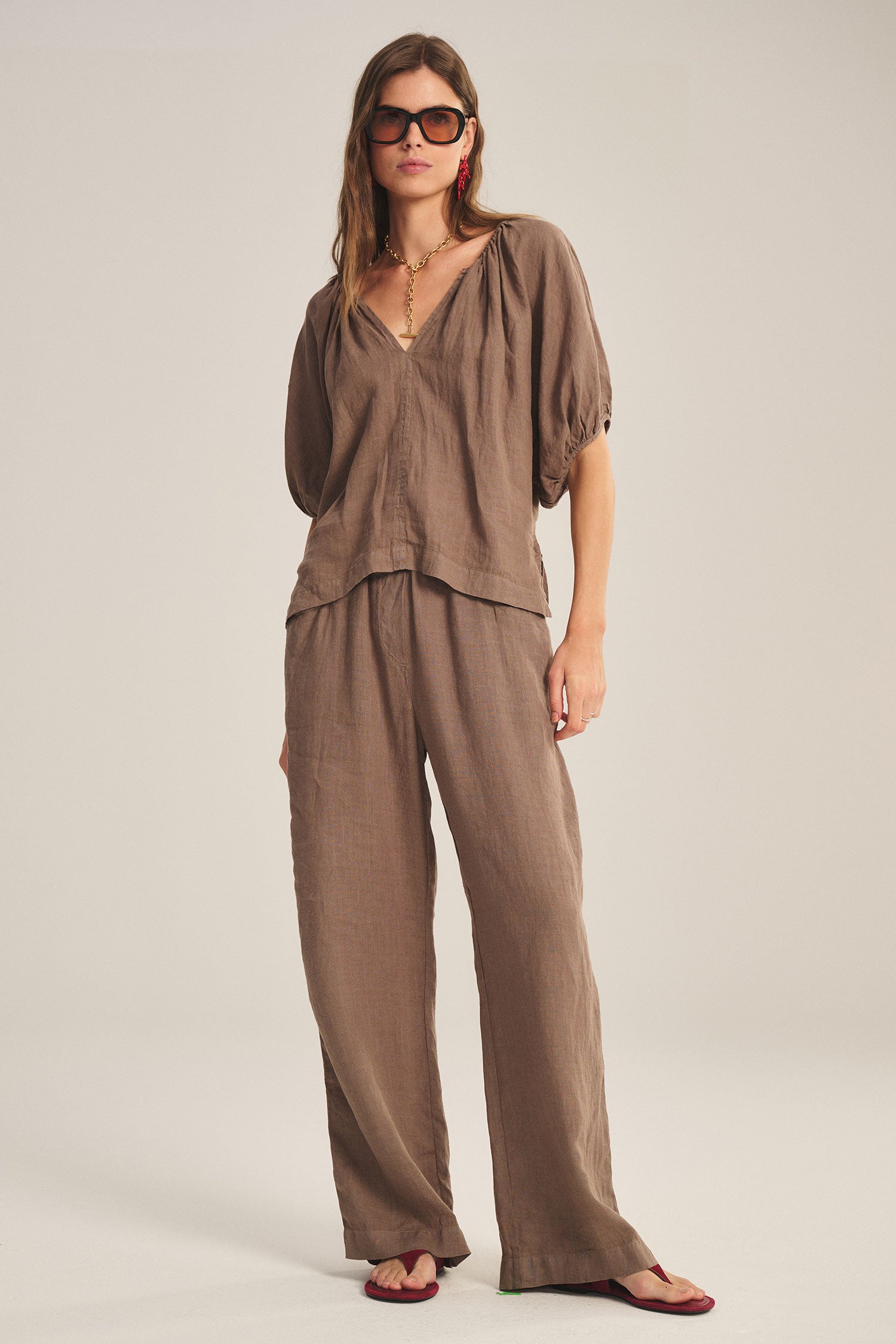 LOLA LINEN TROUSER MUDSLIDE