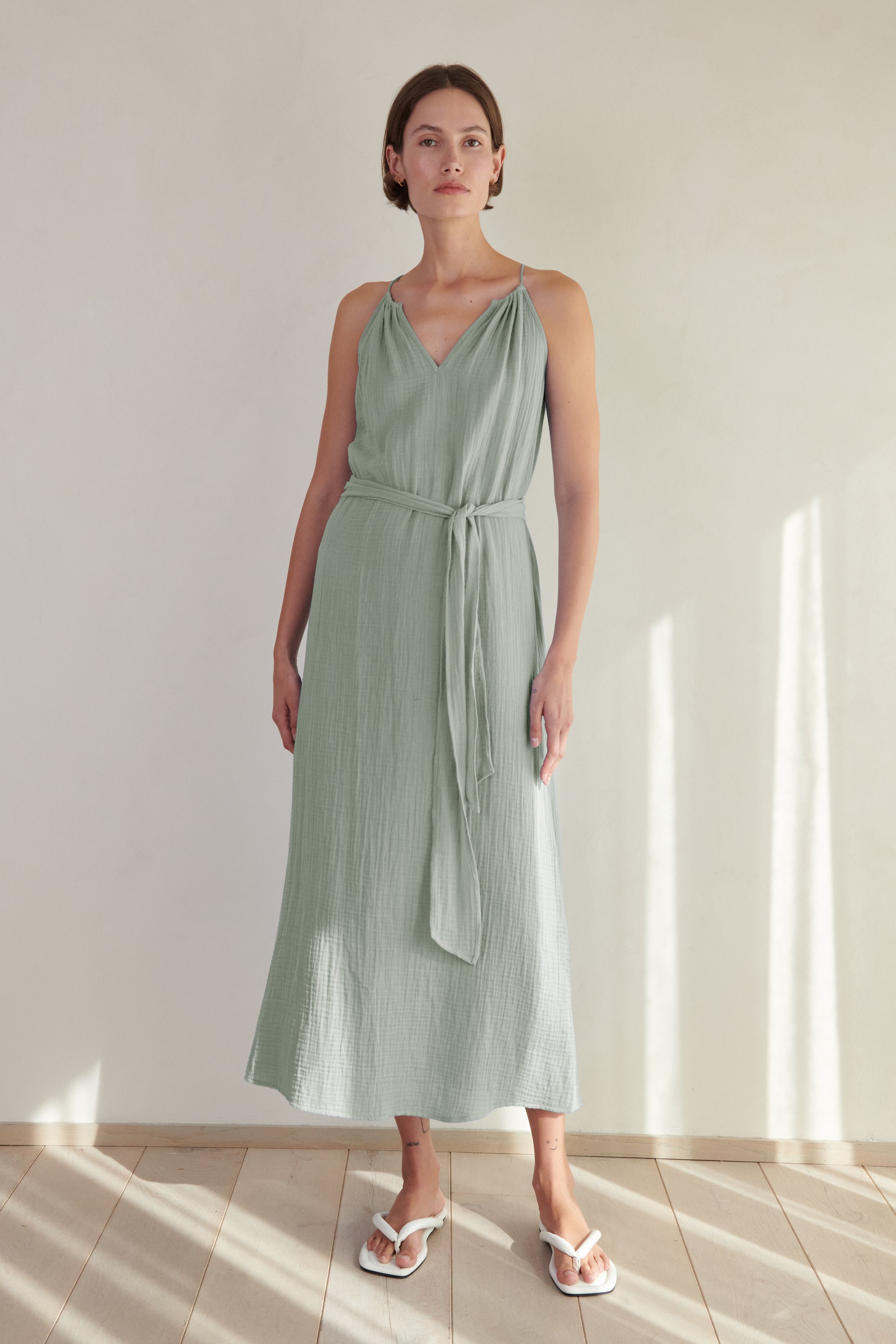 Green shop gauze dress