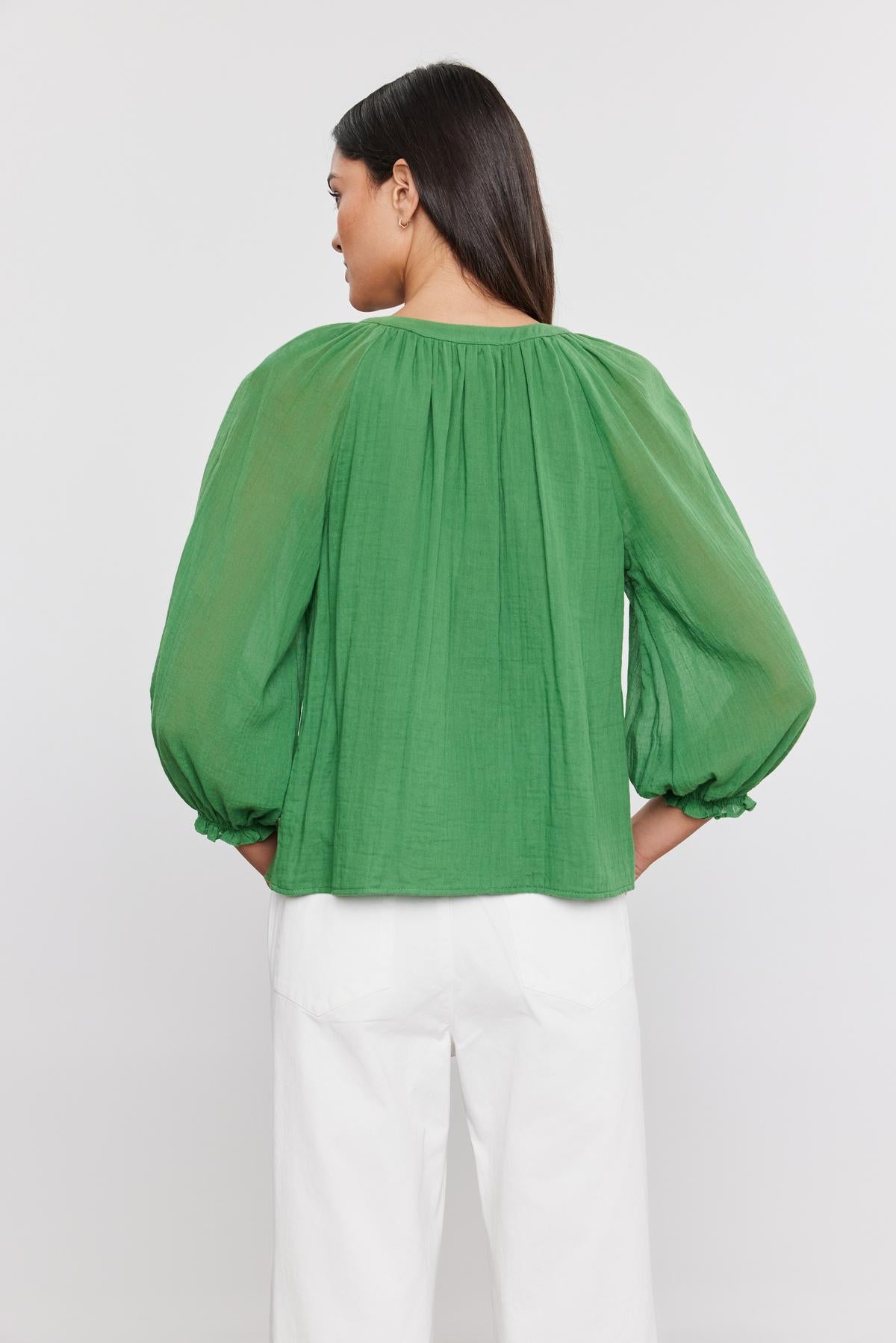 DENICE COTTON GAUZE TOP IN GRASS