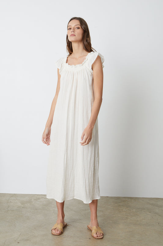 JUSTINE COTTON GAUZE DRESS IN COCONUT