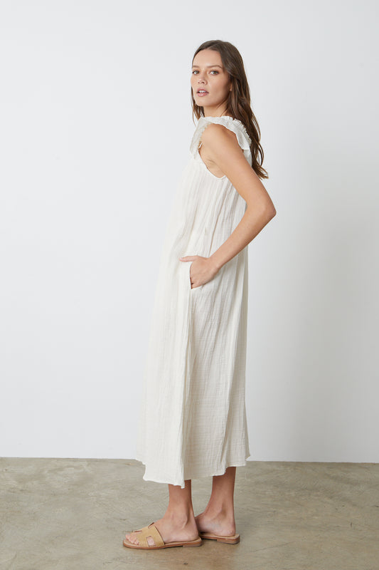 JUSTINE COTTON GAUZE DRESS IN COCONUT