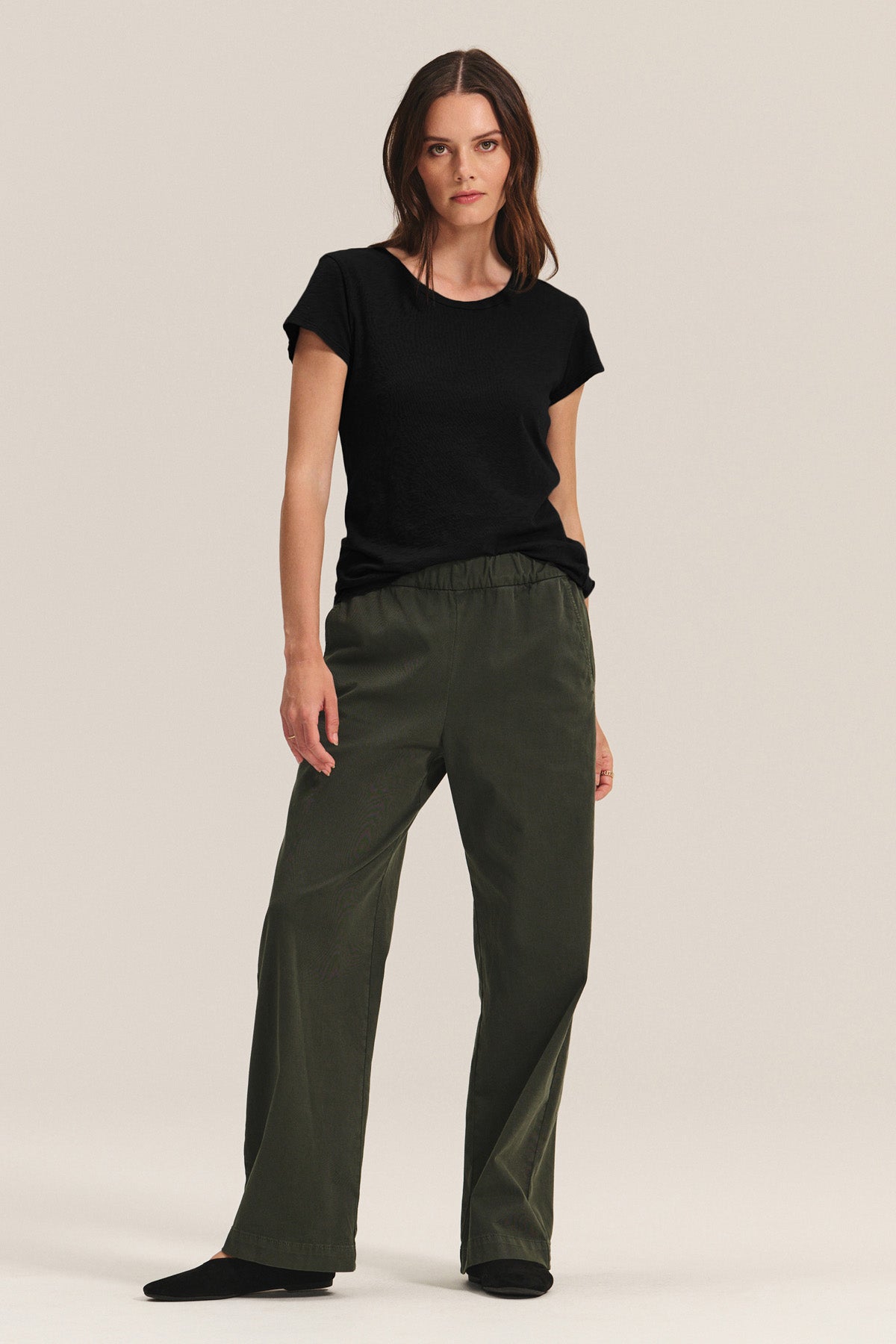 ODELIA COTTON CREW NECK T-SHIRT IN BLACK