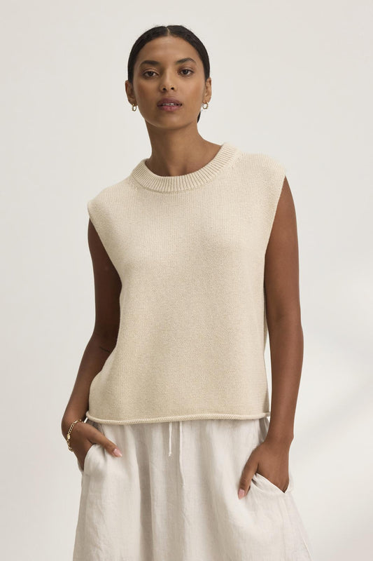 PAOLA CASHMERE SWEATER VEST IN OATMEAL