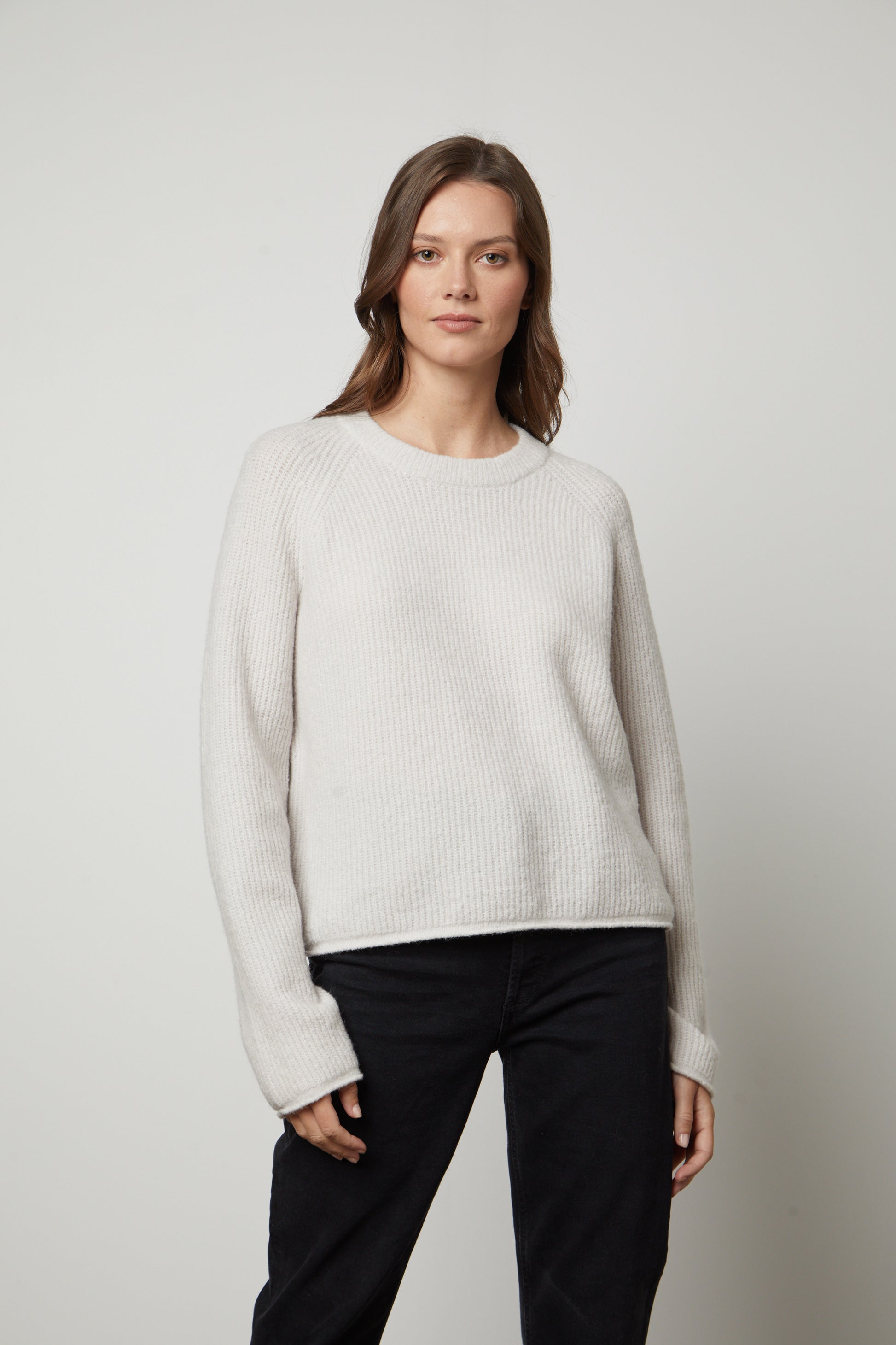 GIGI CREW NECK SWEATER IN SNOW – Velvet by Graham & Spencer