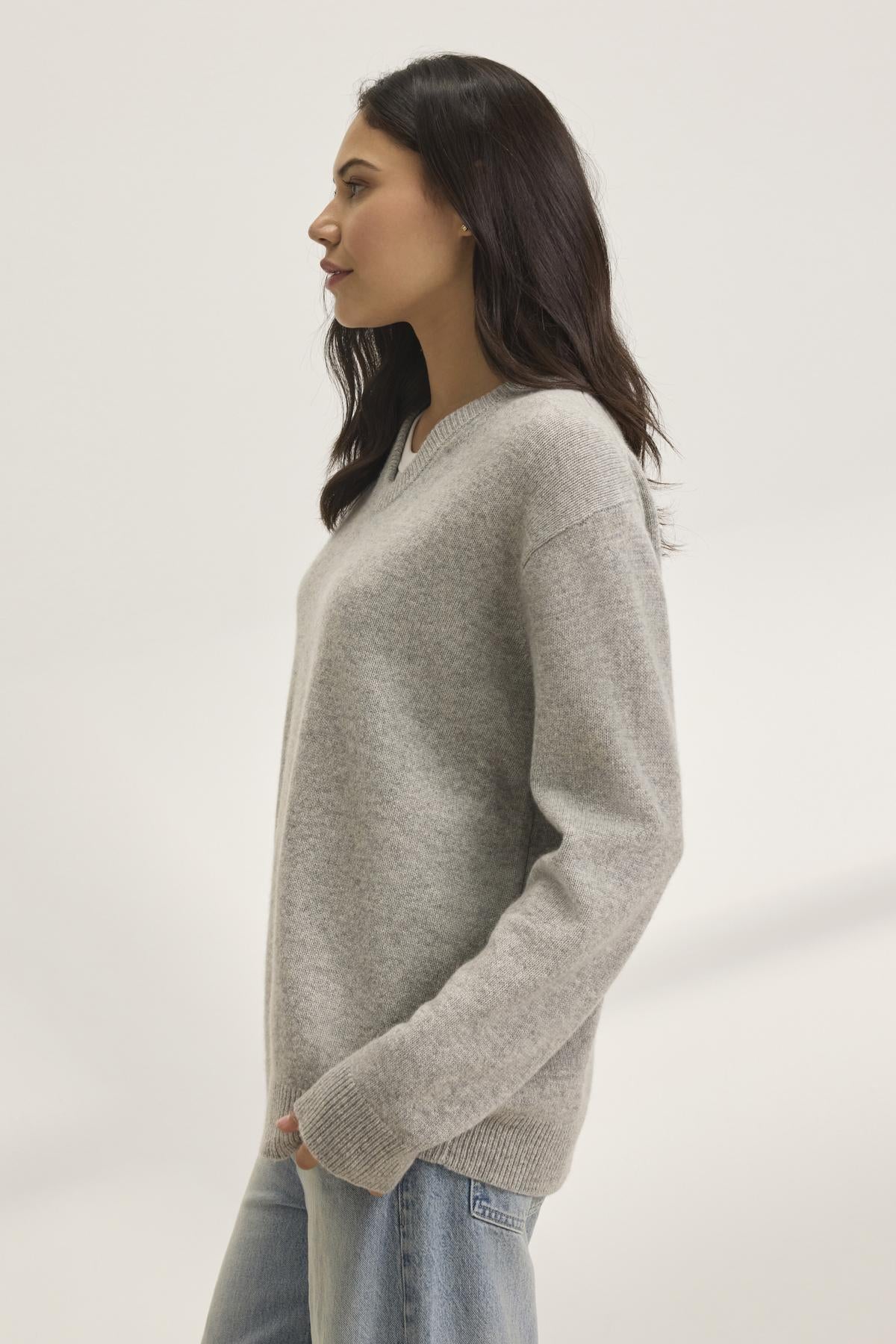 STEVIE WOOL CASHMERE SWEATER IN GREY