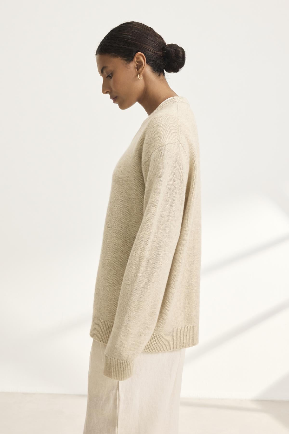 STEVIE WOOL CASHMERE SWEATER IN OATMEAL