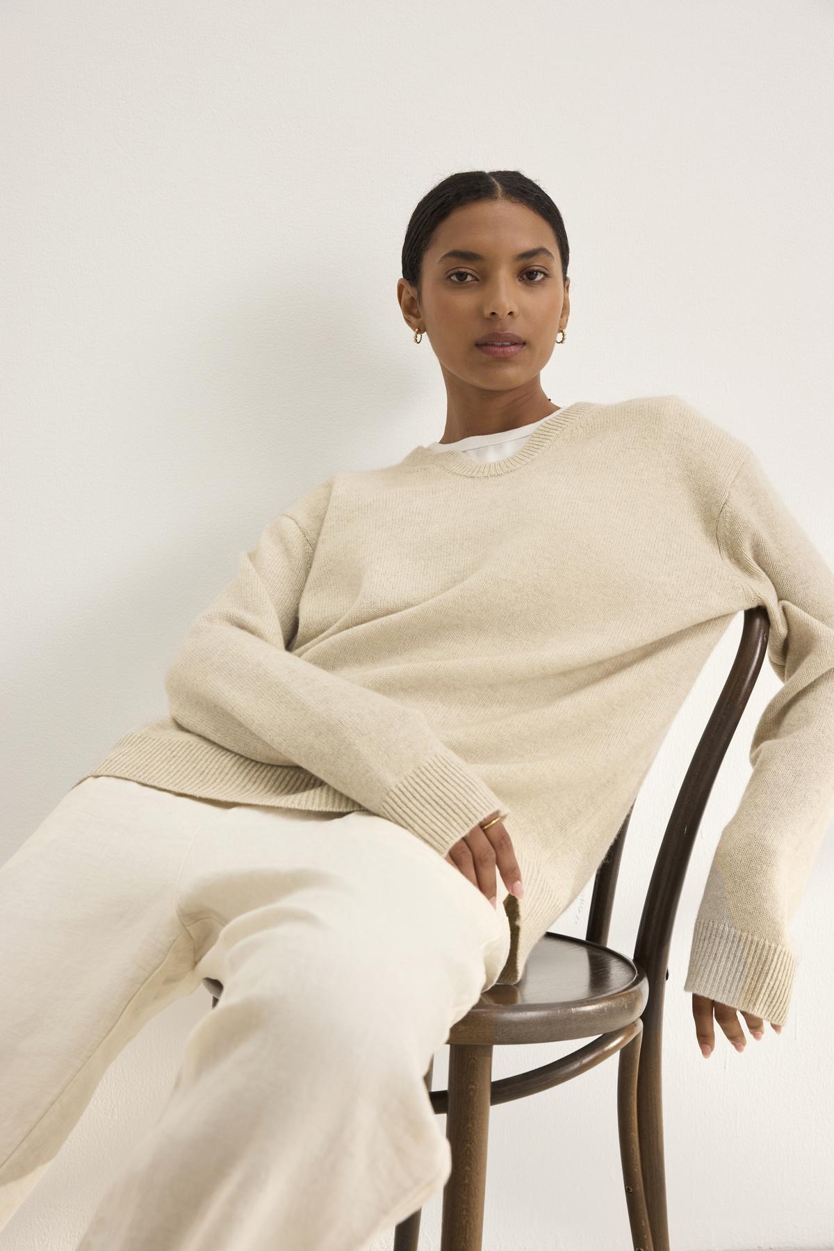 STEVIE WOOL CASHMERE SWEATER IN OATMEAL