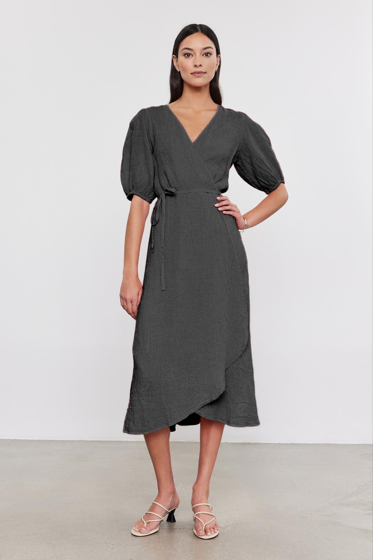 DALENE LINEN DRESS IN SHADOW