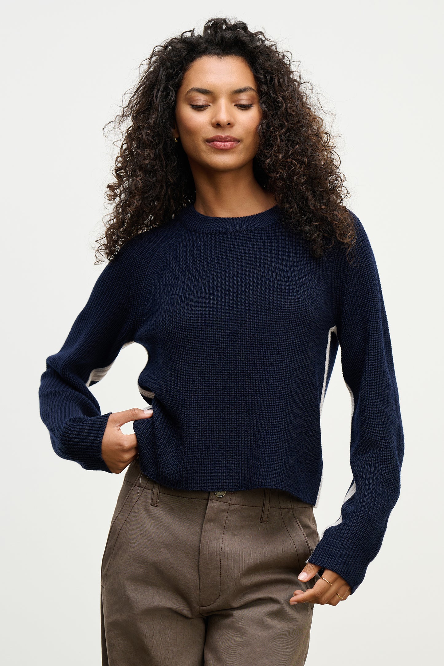 SAVANNAH SWEATER IN NAVY/LIGHT GREY