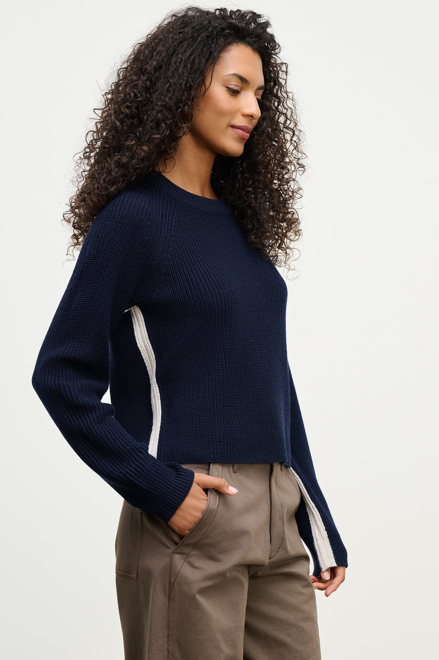 SAVANNAH SWEATER IN NAVY/LIGHT GREY