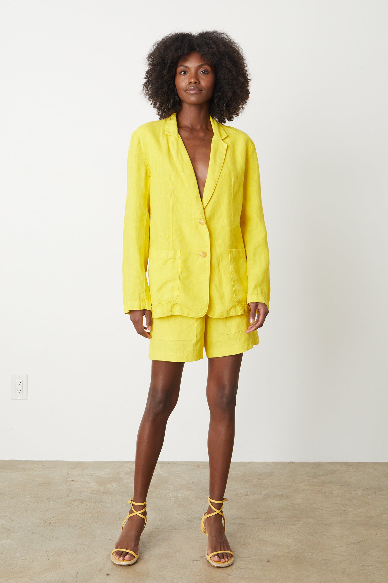 Yellow linen blazer new arrivals