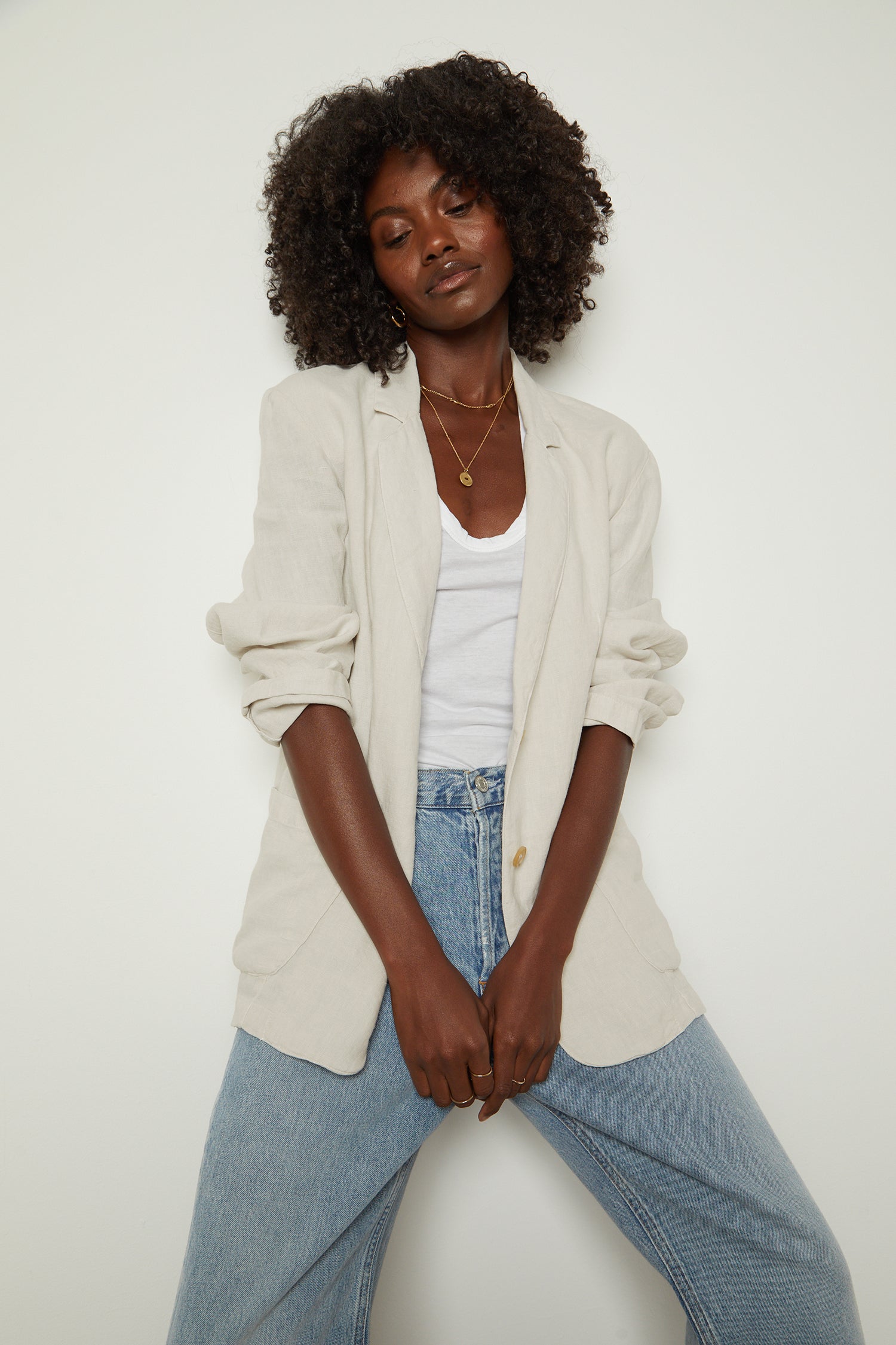 Sand deals linen blazer