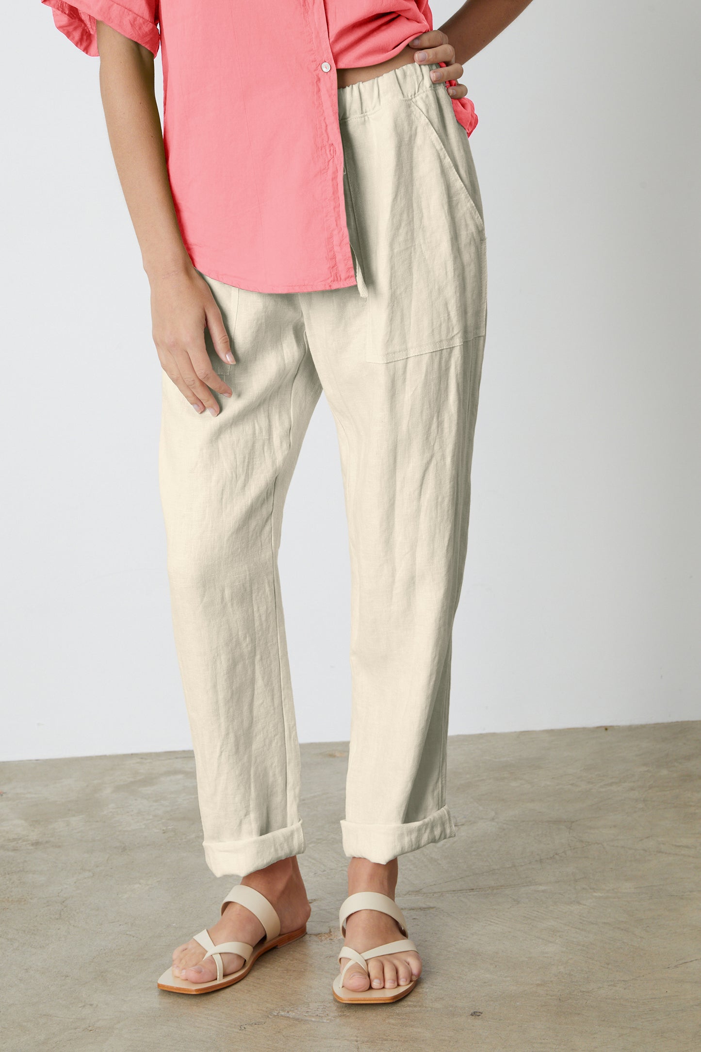 CINDY HEAVY LINEN PANT IN SAND
