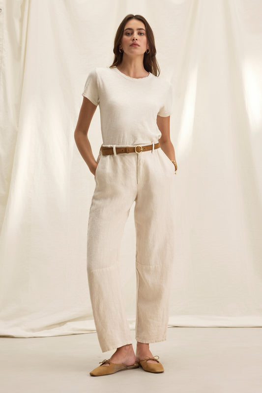 TAYLOR HEAVY LINEN PANT IN BISQUE