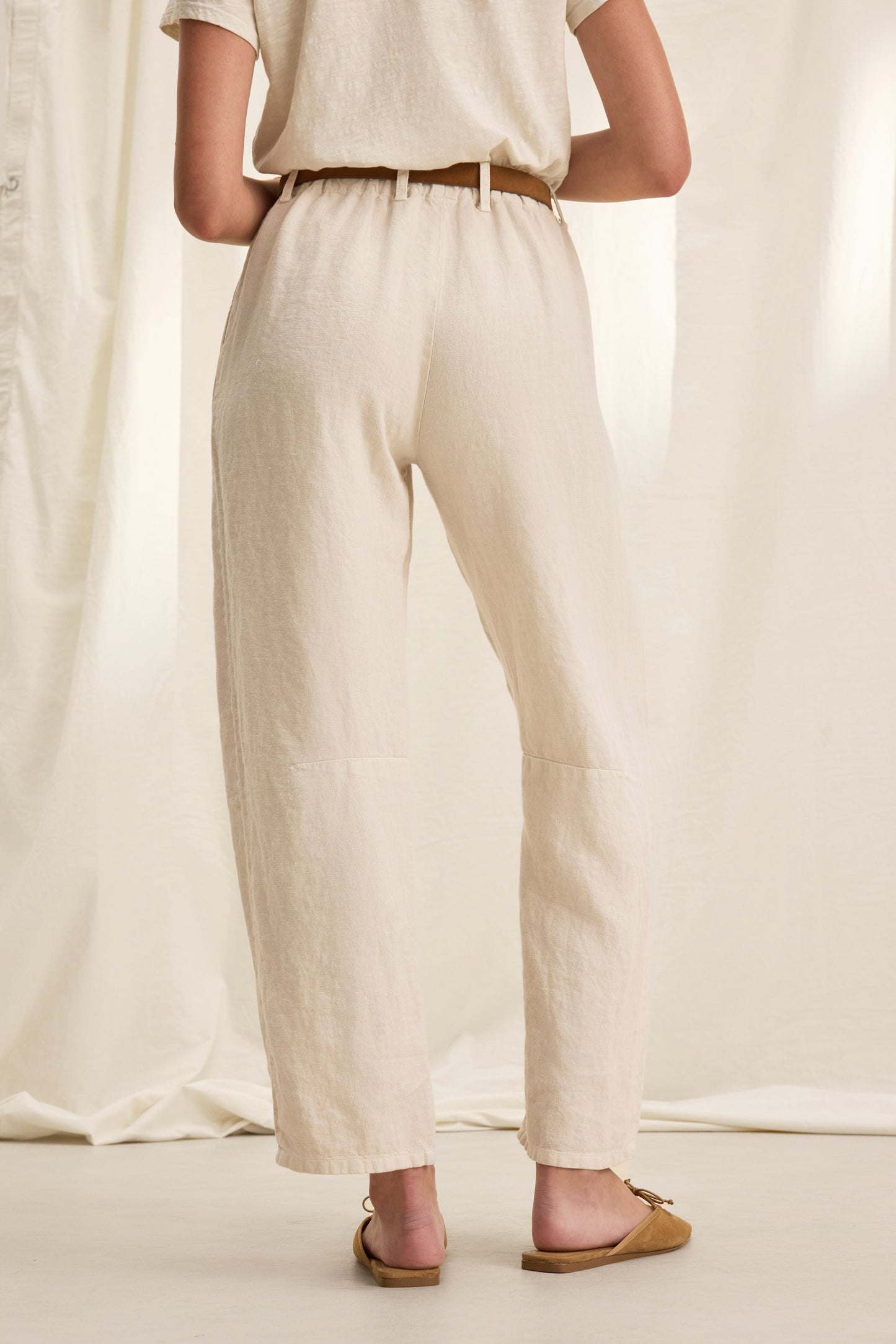 TAYLOR HEAVY LINEN PANT IN BISQUE