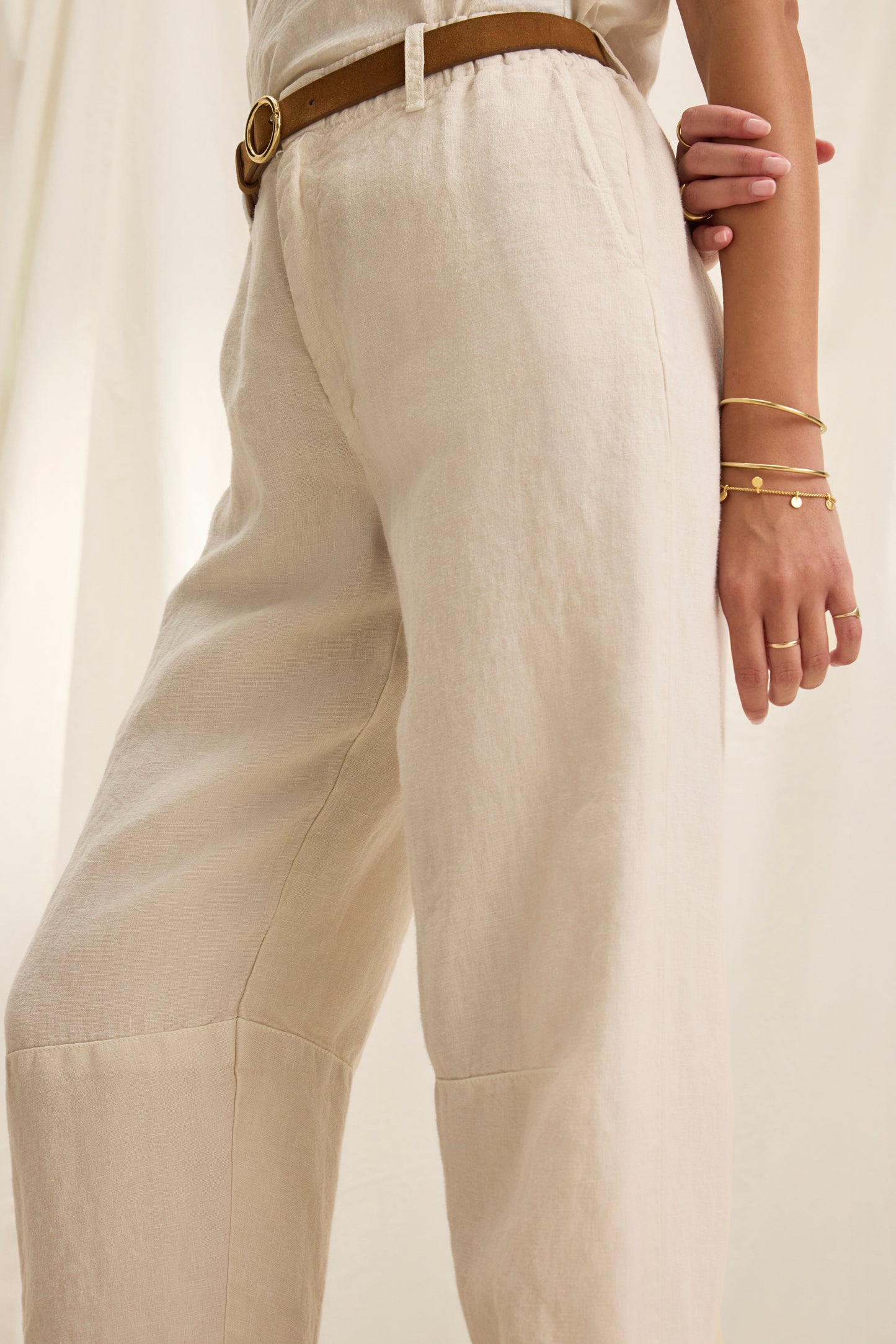 TAYLOR HEAVY LINEN PANT IN BISQUE