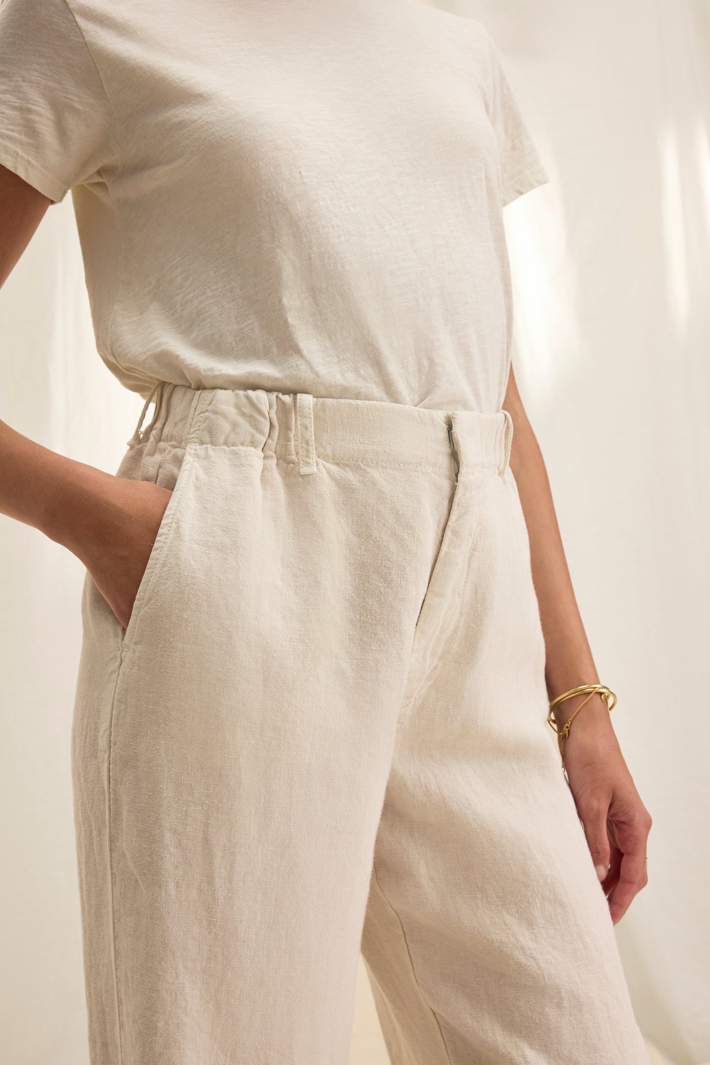 TAYLOR HEAVY LINEN PANT IN BISQUE