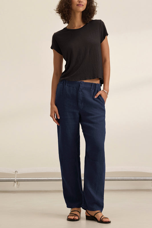 TAYLOR HEAVY LINEN TROUSER IN NAVY