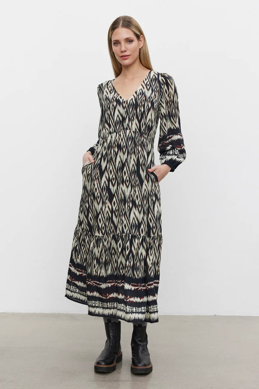 CATHERINE DRESS IN BLACK AND ECRU