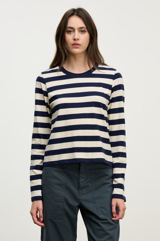 MAYA TOP NAVY STRIPE