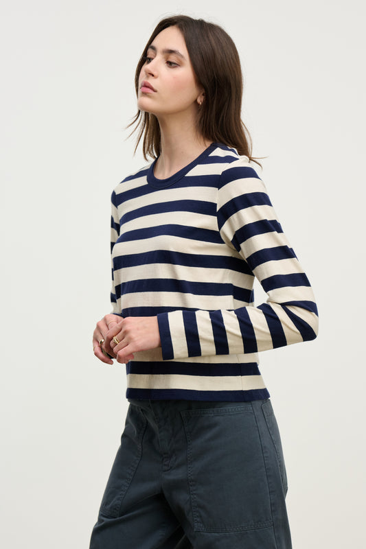 MAYA TOP NAVY STRIPE