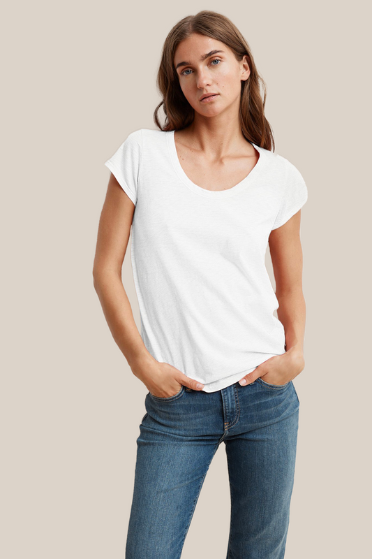 KATIE CITY COTTON SLUB T-SHIRT IN WHITE