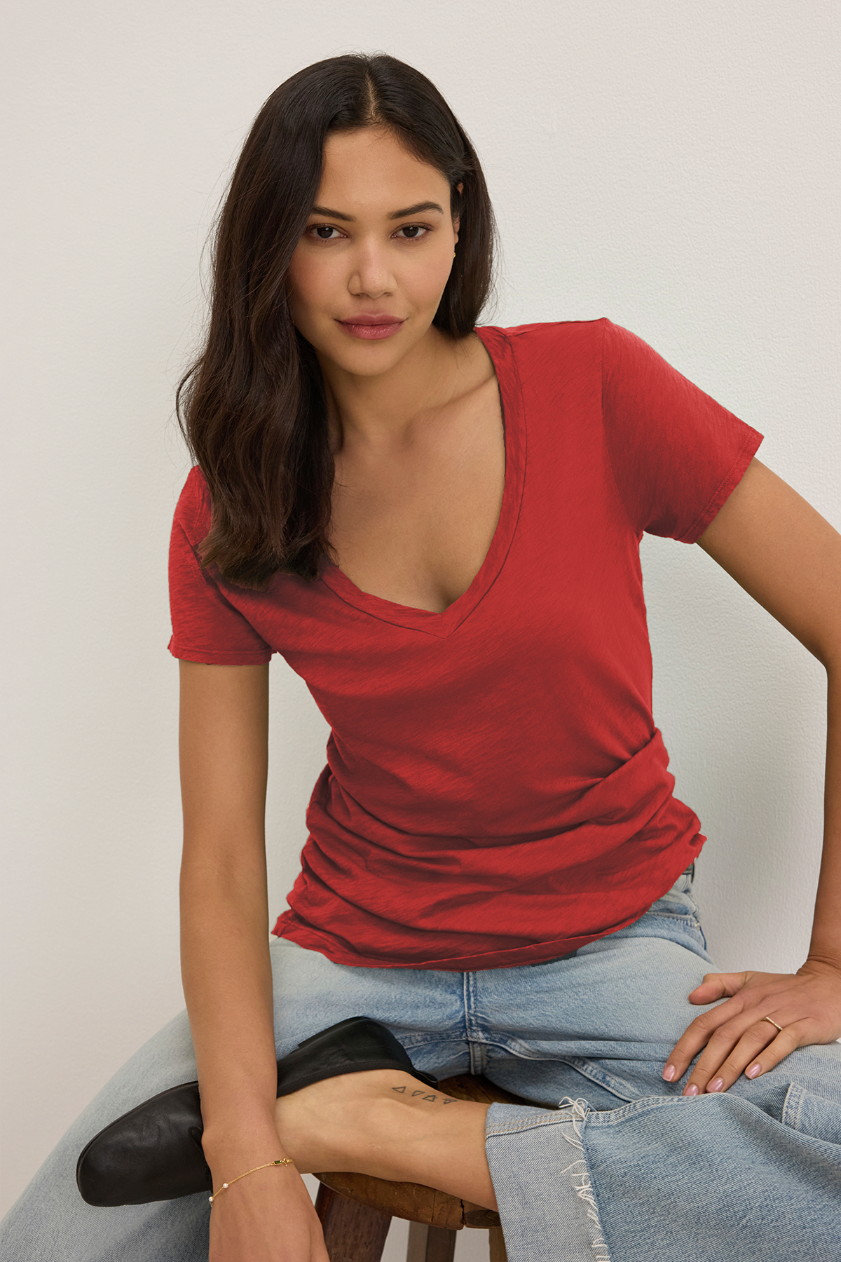 LILITH COTTON SLUB T-SHIRT IN FIREFLY