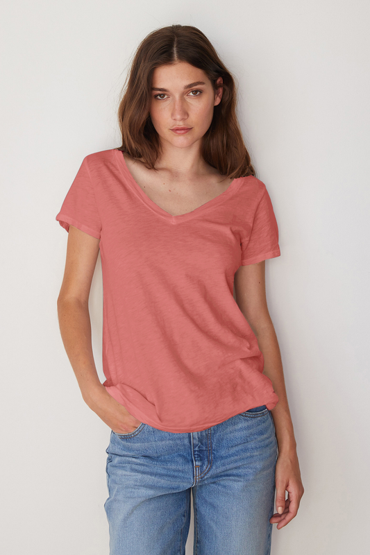 LILITH COTTON T-SHIRT IN DARK BLUSH