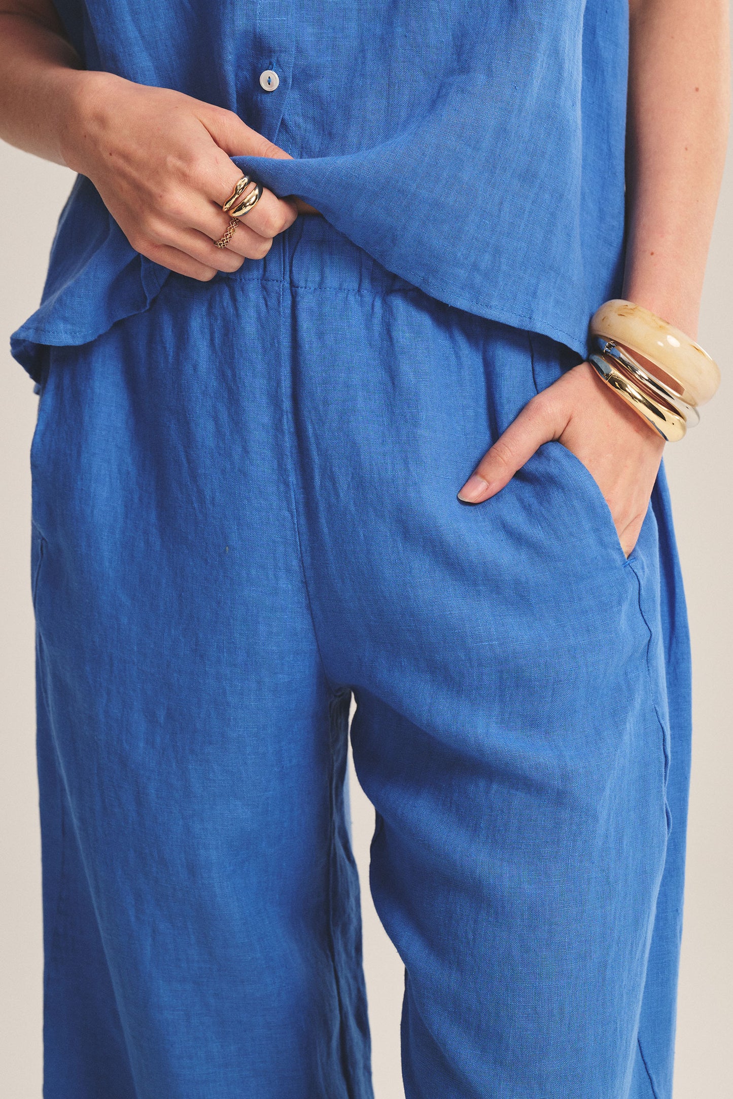 LOLA LINEN TROUSER IN BLUEJAY