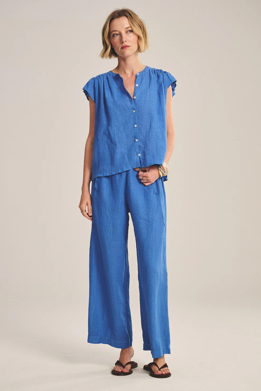 LOLA LINEN TROUSER BLUEJAY